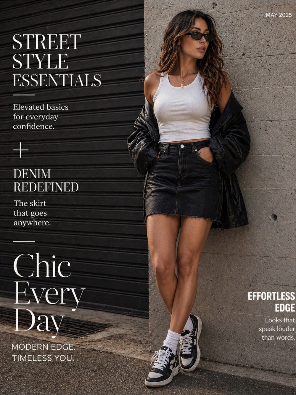 Black Denim Mini Skirt | Effortless Street Style Essential